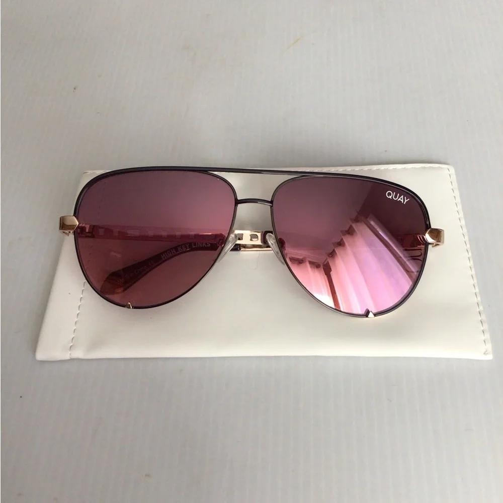 NEW ! Rare Quay Australia HIGH KEY LINKS Purple Gradient Aviator Sunglasses - Picture 2 of 6